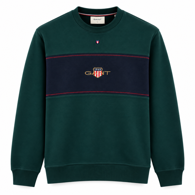 GANT RENK BLOKLU SIFIR YAKA SWEATSHIRT