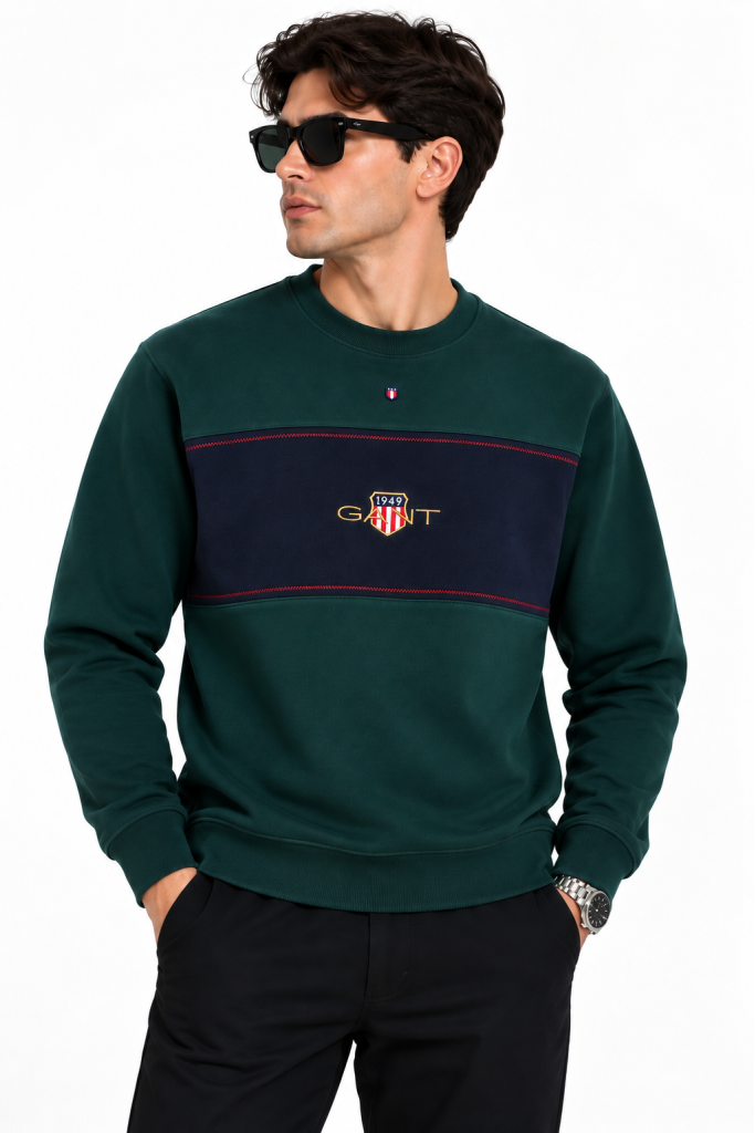 GANT RENK BLOKLU SIFIR YAKA SWEATSHIRT