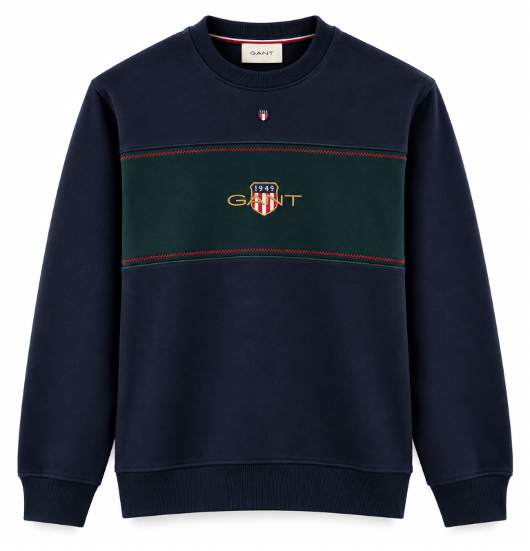 GANT RENK BLOKLU SIFIR YAKA SWEATSHIRT