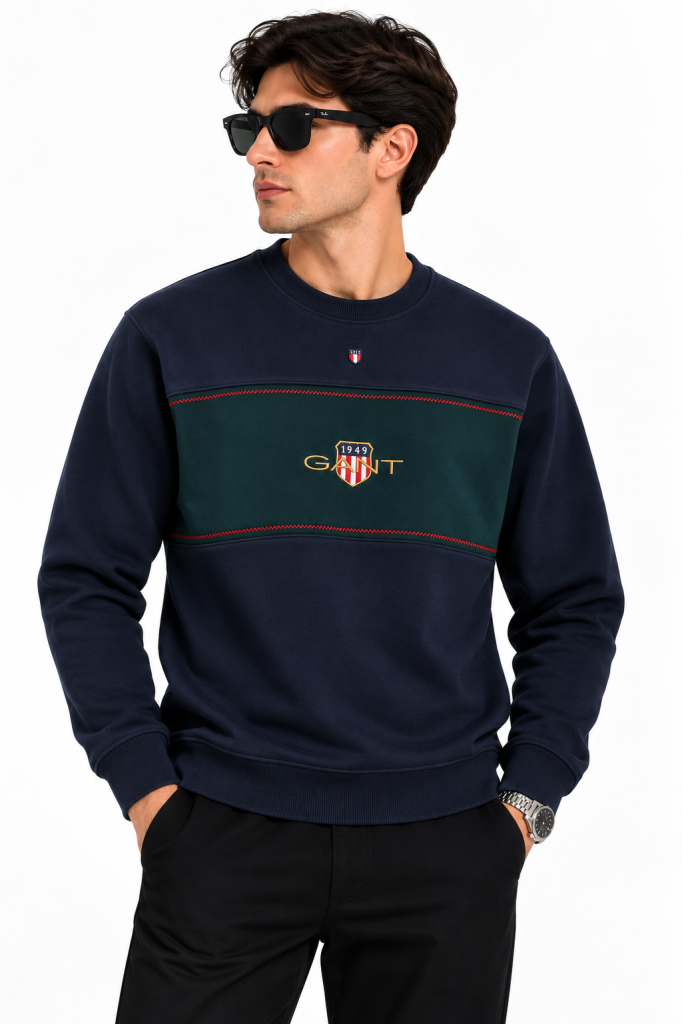 GANT RENK BLOKLU SIFIR YAKA SWEATSHIRT