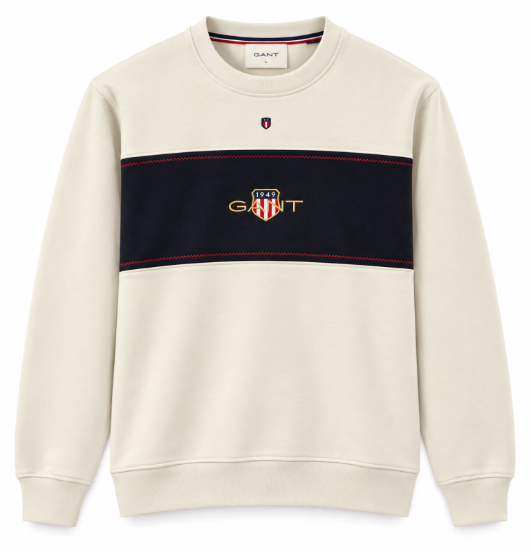 GANT RENK BLOKLU SIFIR YAKA SWEATSHIRT