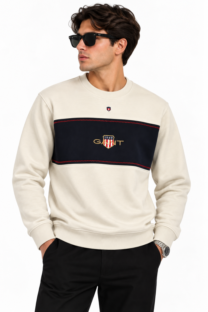 GANT RENK BLOKLU SIFIR YAKA SWEATSHIRT