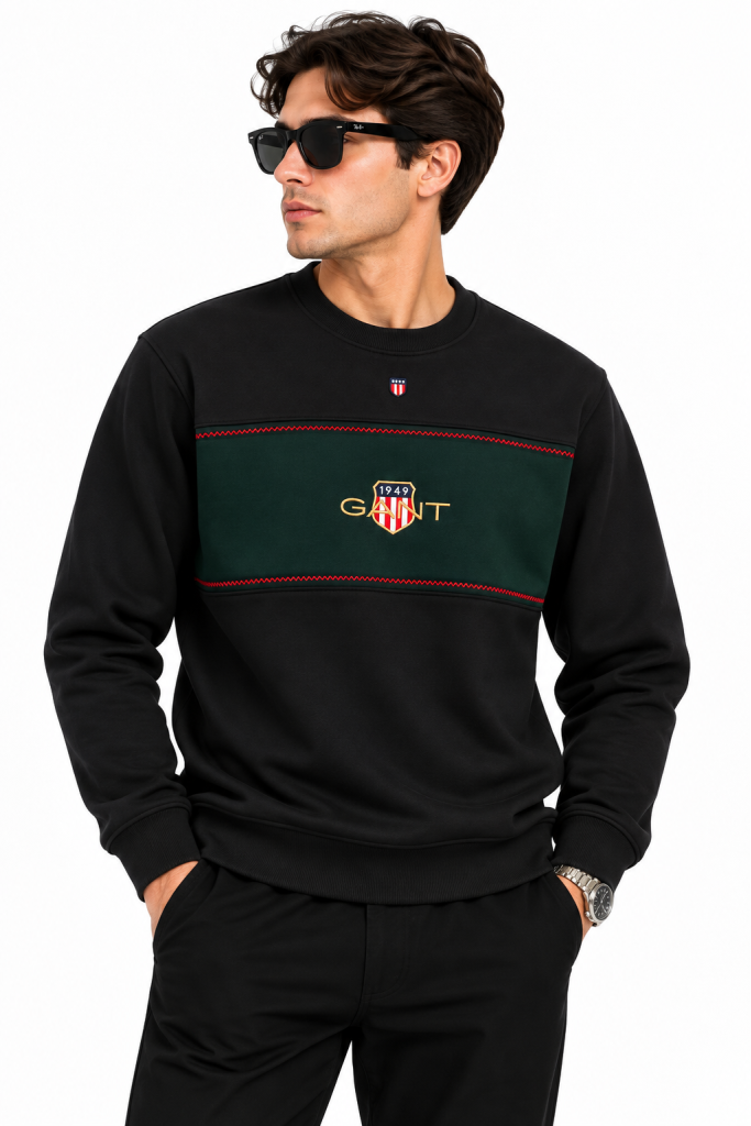 GANT RENK BLOKLU SIFIR YAKA SWEATSHIRT