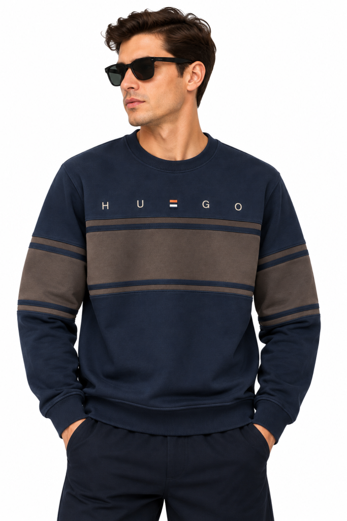 HUGO BOSS RENK BLOKLU SIFIR YAKA SWEATSHIRT