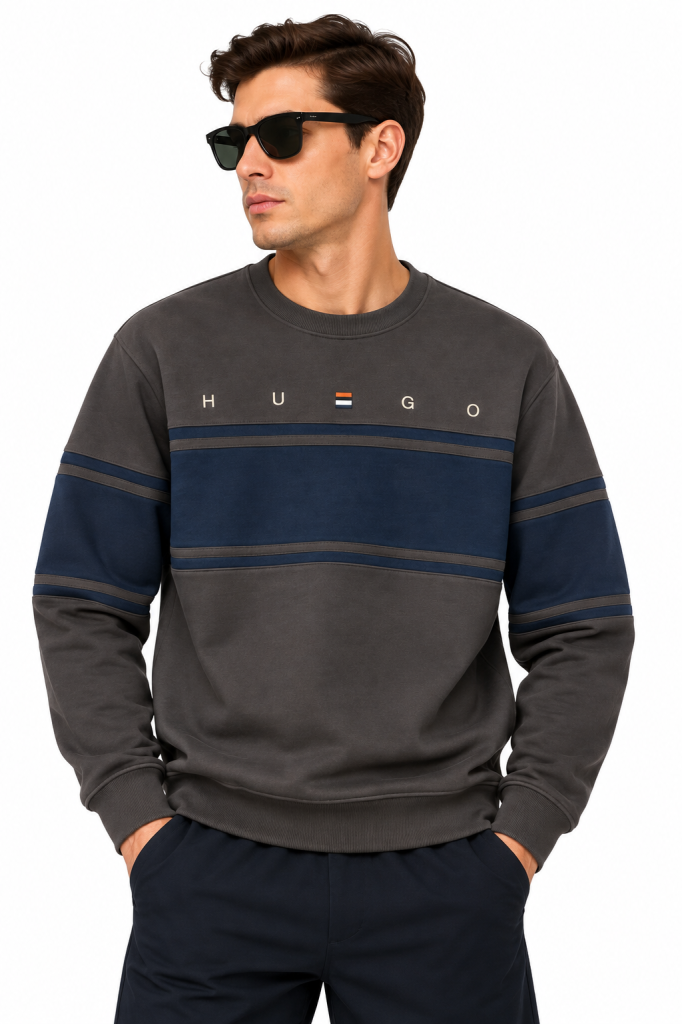 HUGO BOSS RENK BLOKLU SIFIR YAKA SWEATSHIRT