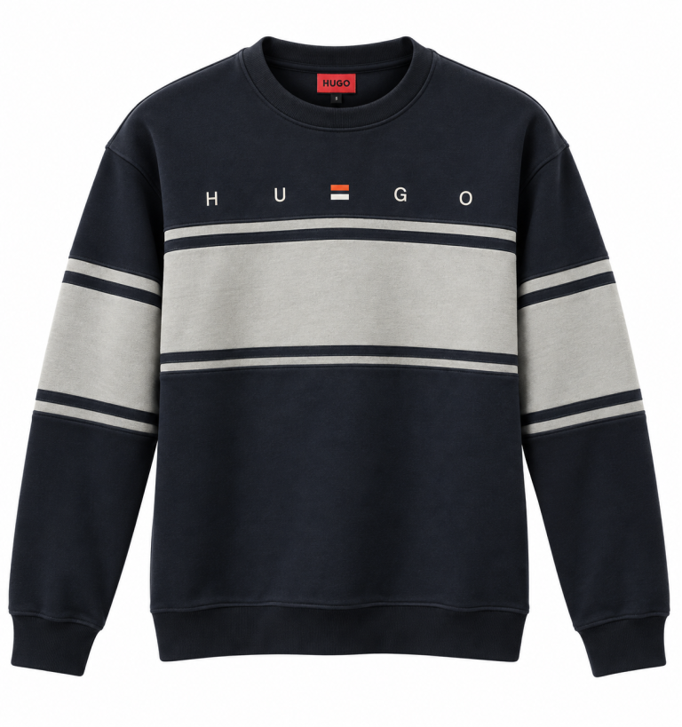 HUGO BOSS RENK BLOKLU SIFIR YAKA SWEATSHIRT