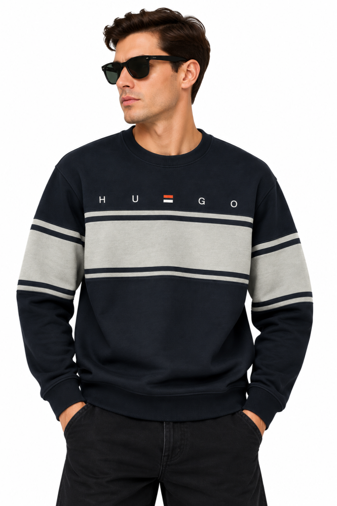 HUGO BOSS RENK BLOKLU SIFIR YAKA SWEATSHIRT