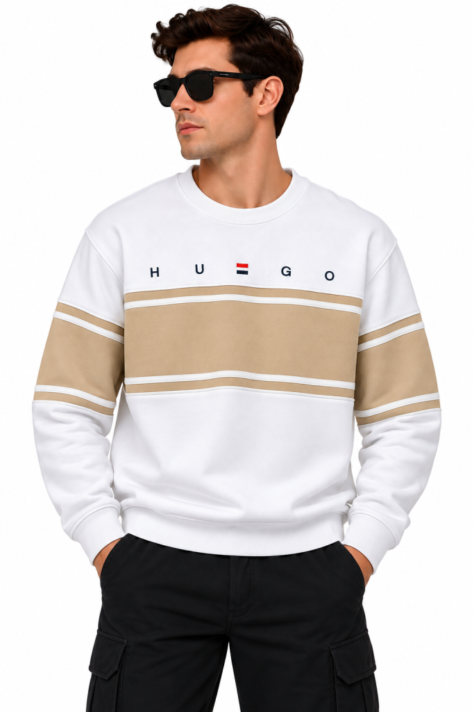 HUGO BOSS RENK BLOKLU SIFIR YAKA SWEATSHIRT