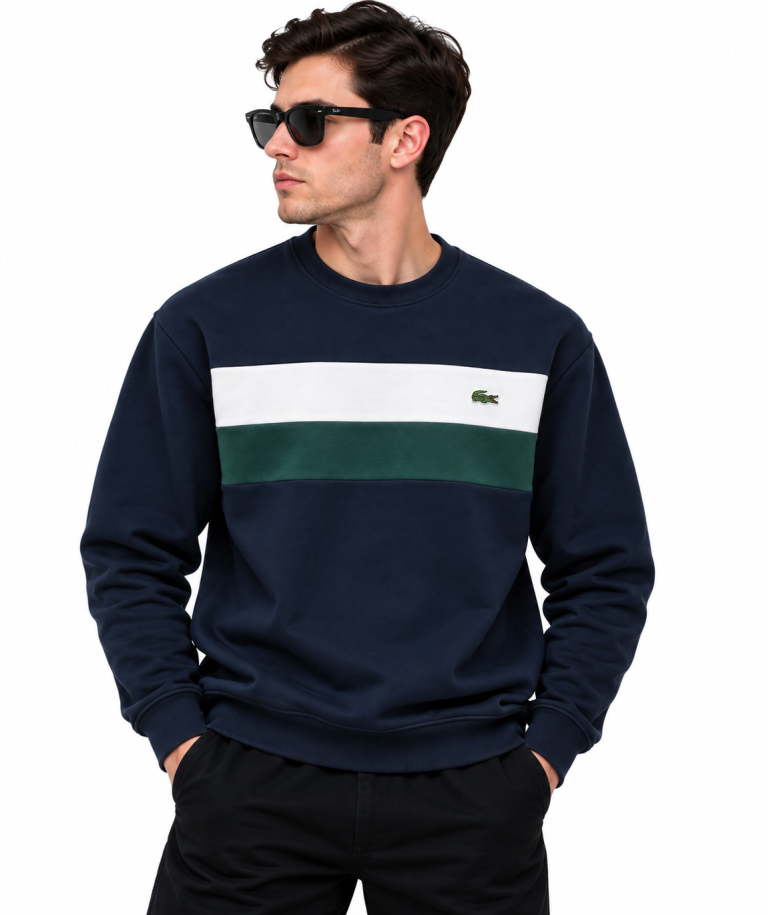 LACOSTE RENK BLOKLU SIFIR YAKA SWEATSHIRT