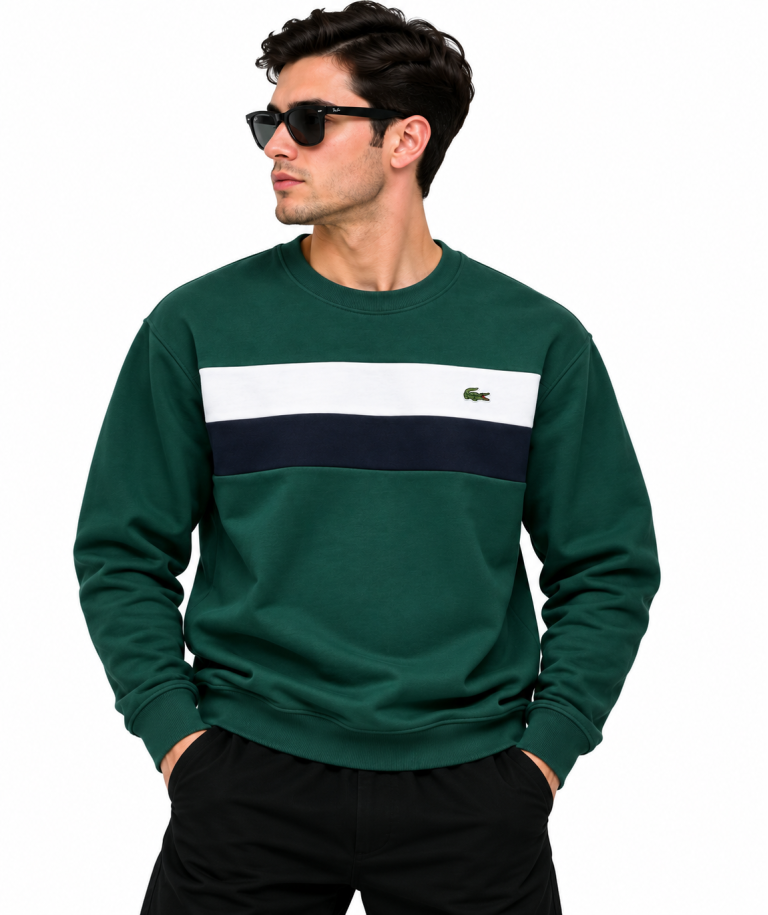 LACOSTE RENK BLOKLU SIFIR YAKA SWEATSHIRT