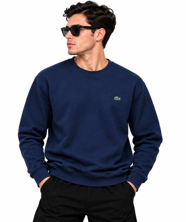LACOSTE LOGO DETAYLI SIFIR YAKA SWEATSHIRT