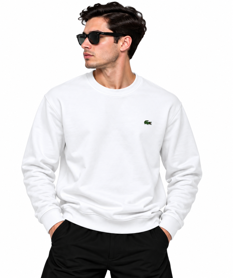 LACOSTE LOGO DETAYLI SIFIR YAKA SWEATSHIRT