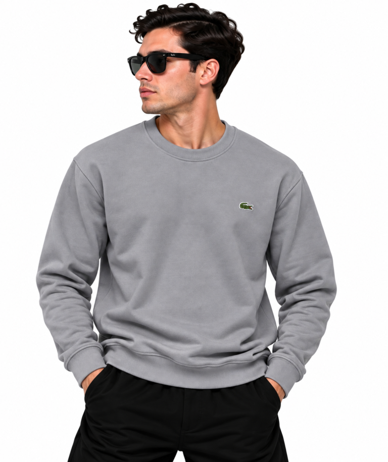 LACOSTE LOGO DETAYLI SIFIR YAKA SWEATSHIRT