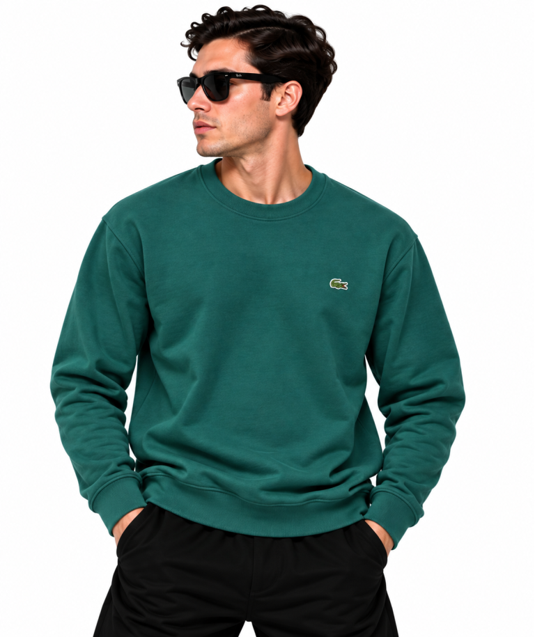 LACOSTE LOGO DETAYLI SIFIR YAKA SWEATSHIRT