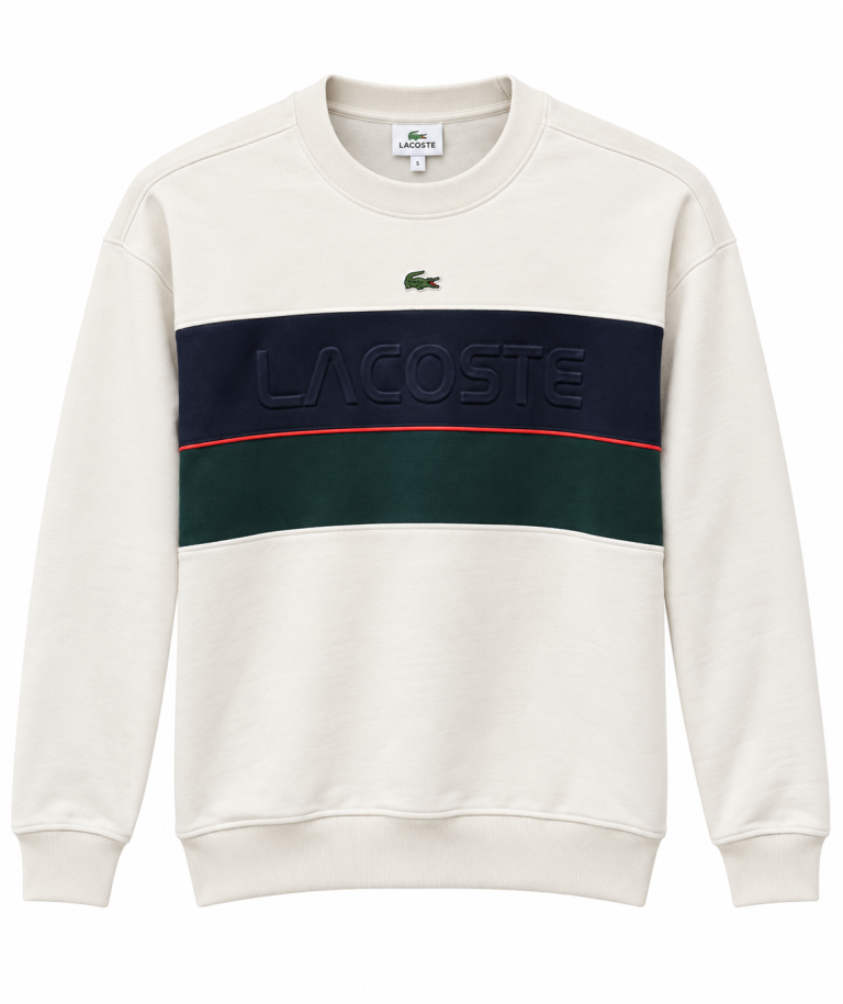 LACOSTE KABARTMA LOGO DETAYLI SIFIR YAKA SWEATSHIRT