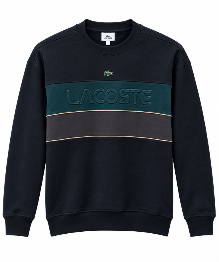 LACOSTE KABARTMA LOGO DETAYLI SIFIR YAKA SWEATSHIRT