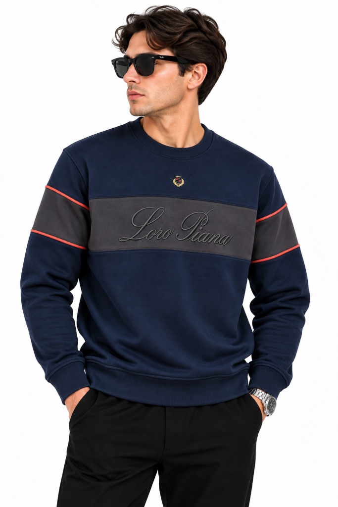 LORO PIANA NAKIŞ DETAYLI SIFIR YAKA SWEATSHIRT