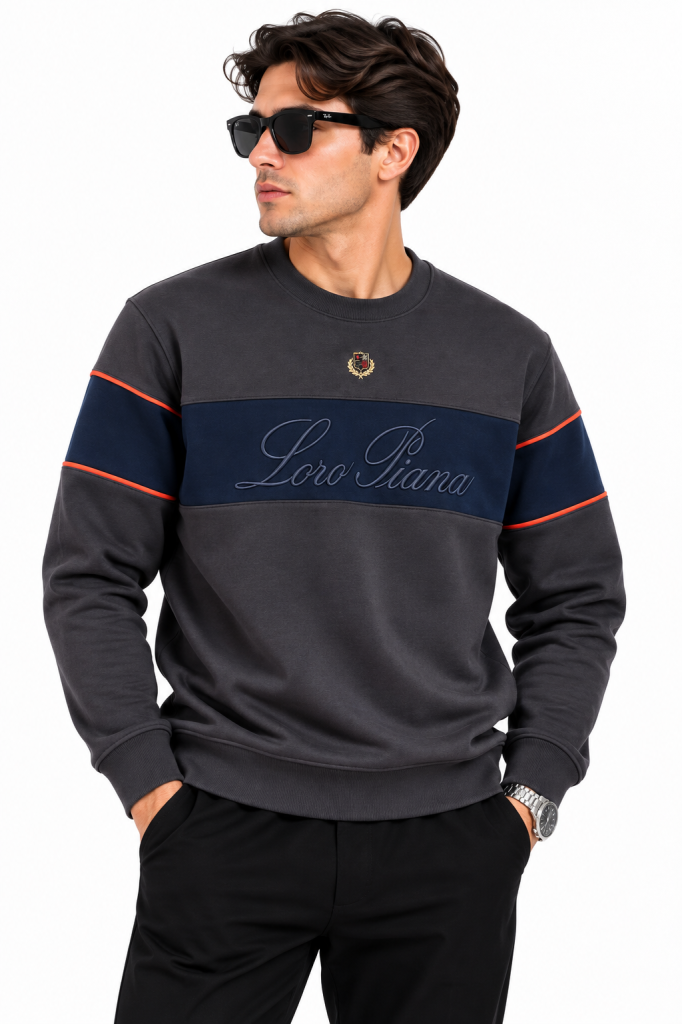 LORO PIANA NAKIŞ DETAYLI SIFIR YAKA SWEATSHIRT