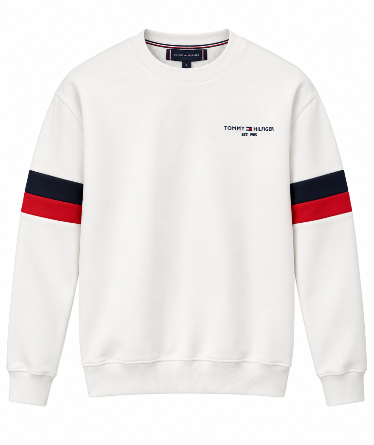 TOMMY HILFIGER ŞERIT KOL DETAYLI SIFIR YAKA SWEATSHIRT