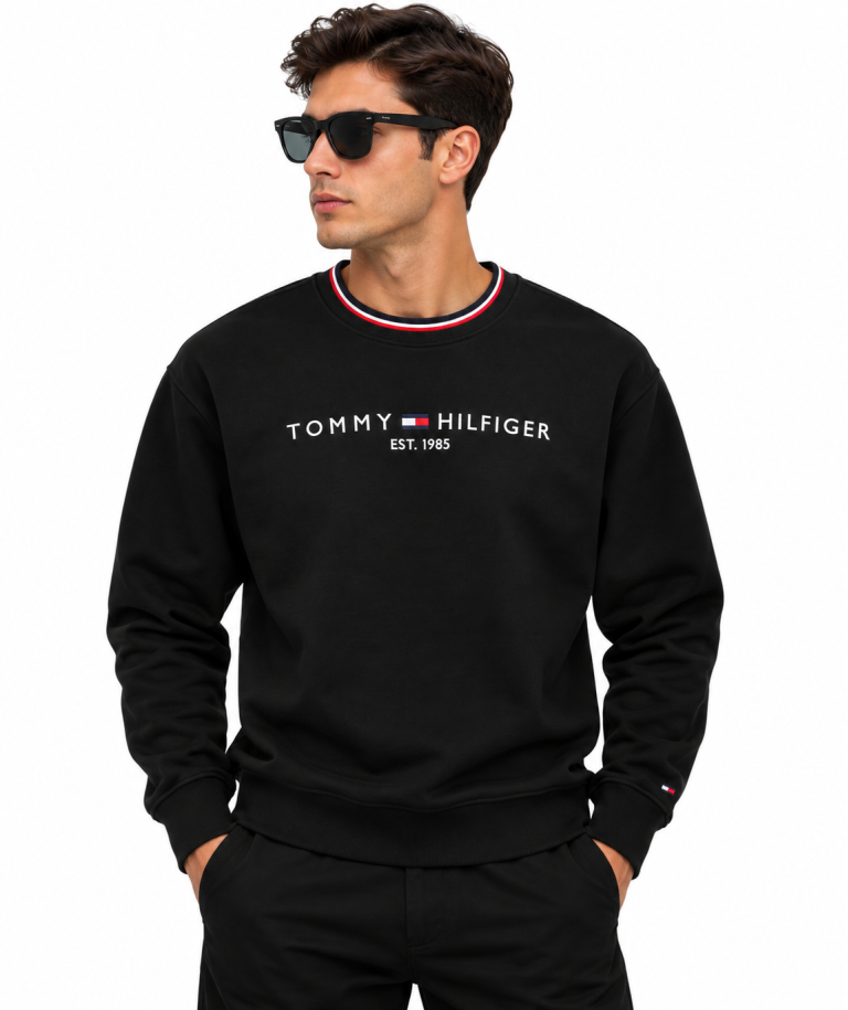TOMMY HILFIGER LOGO DETAYLI SIFIR YAKA SWEATSHIRT